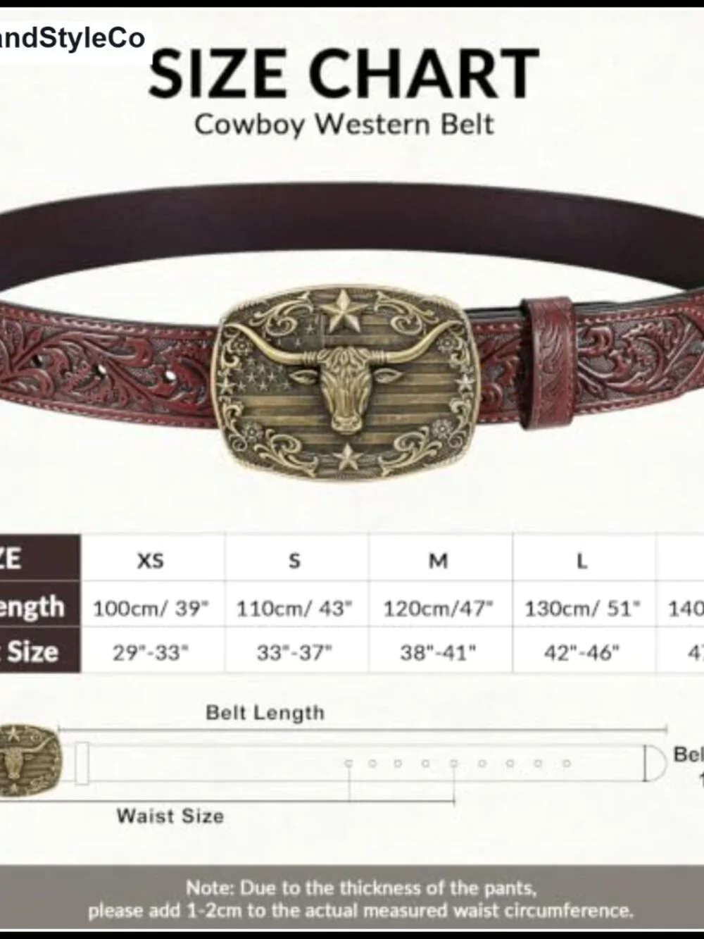 Western Cowboy Belt Embossed Split Leather Adjustable Rodeo